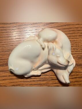 Vintage ceramic sleeping Pigs by Goebel 1975.